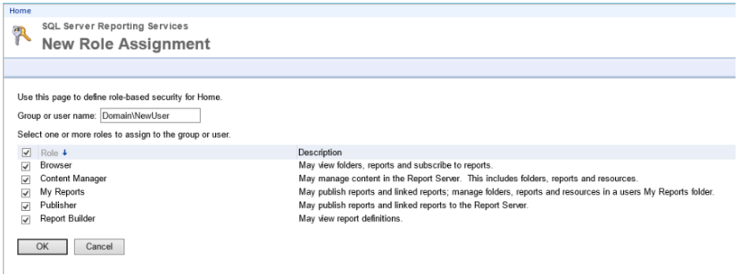How do I configure permissions for AMT BI Reporting users?