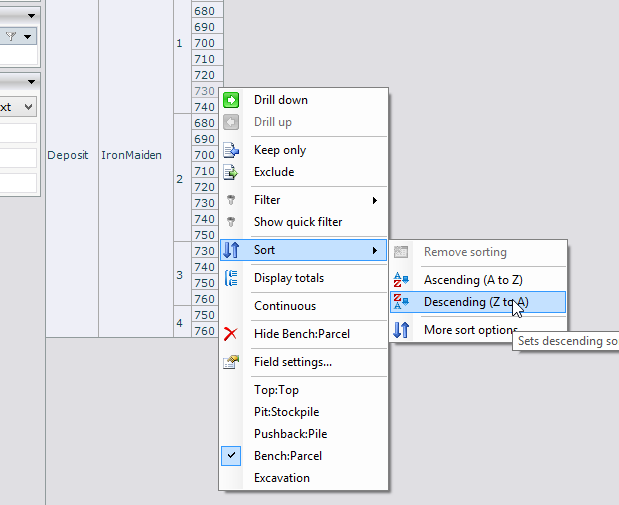 In MinePlanner and Enterprise Optimiser, how do I set up a legacy pivot ...