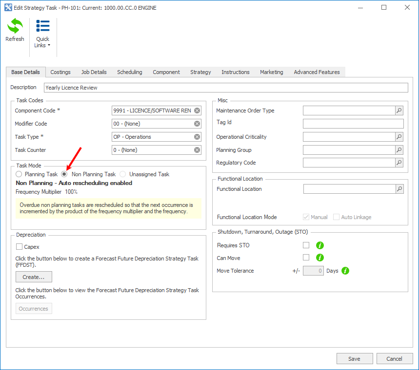 How do I set a new due date for non-planning tasks in AMT?