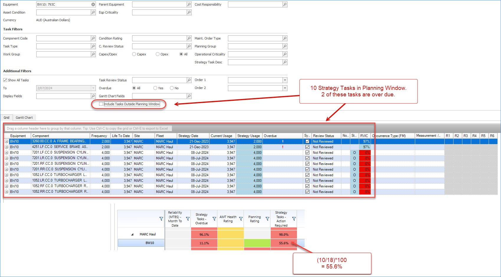 In AMT, what is the calculation logic for AMT Health in the Dashboard ...