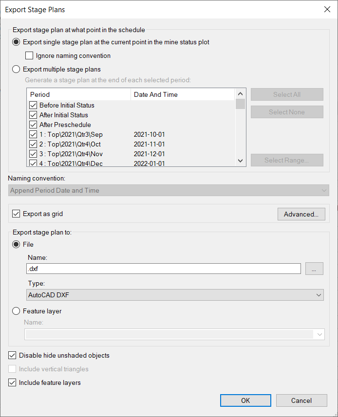 In Scheduling, why is my exported grid stage plan file empty?