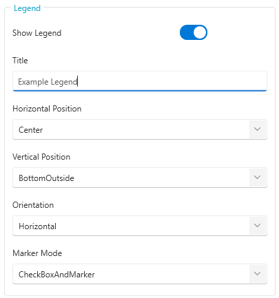 How do I add a legend with check boxes in the XERAS Cloud Chart Designer?