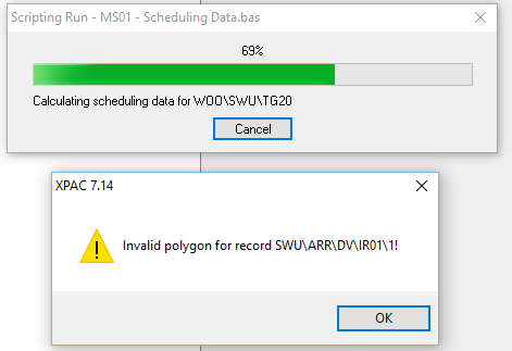 What do I do when I get an invalid polygon for record error in XPAC?