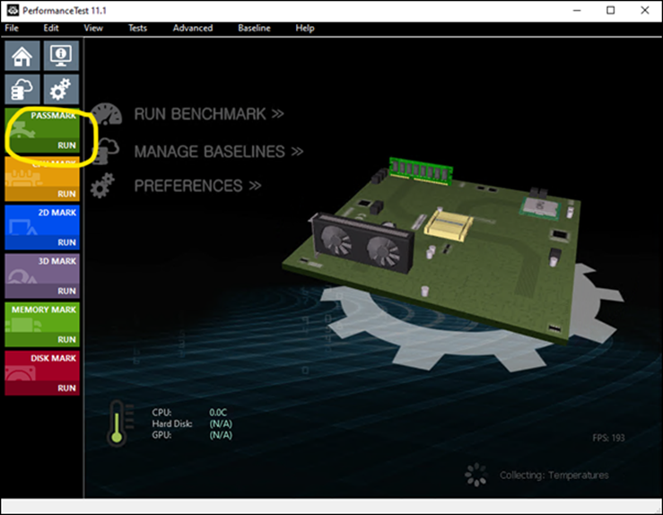 How do I use the Passmark Performance Test app to provide RPM with the ...