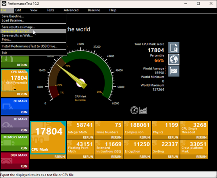 How do I use the Passmark Performance Test app to provide RPM with the ...