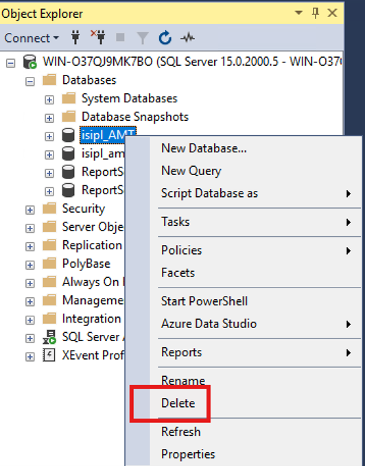 How do I refresh my AMT test server database?