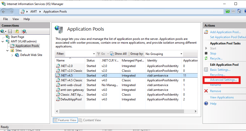 How do I reset the AMT and EPF adapter services account passwords?