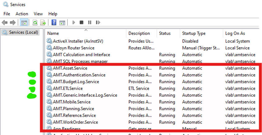 How do I reset the AMT and EPF adapter services account passwords?