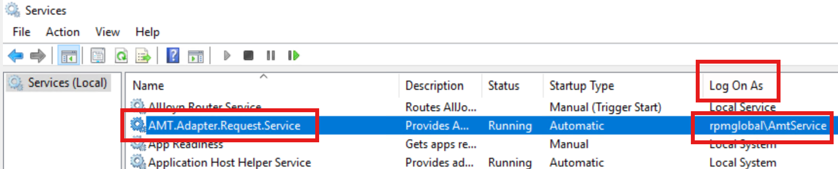 How do I reset the AMT and EPF adapter services account passwords?